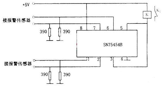 基于SN75454B構成的四路報警器電路