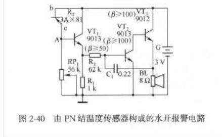 PN結溫度傳感器構成的水開報警電路