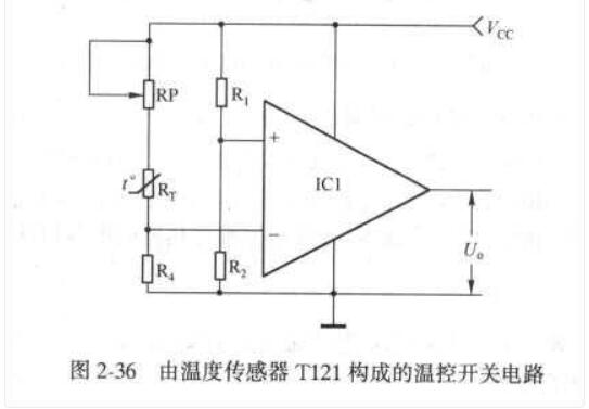 温度传感器T121构成的温控开关电路