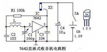 兩列TA7642直放式收音機電路