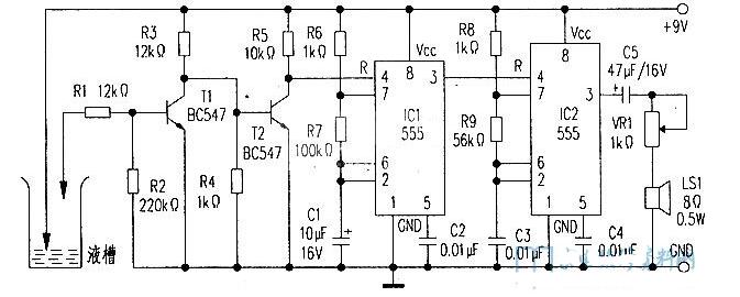 简单的液位报警电路图