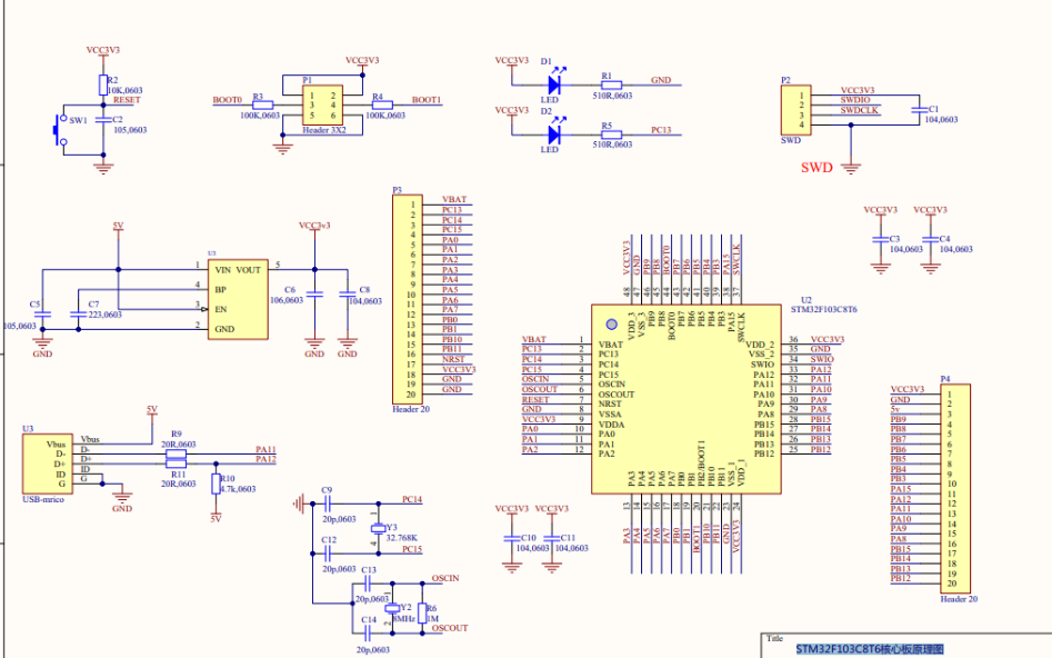 <b class='flag-5'>STM32F103C8T6</b>核心板的<b class='flag-5'>原理圖</b>免費下載