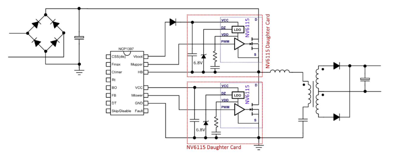 采用NV611X系列氮化鎵GaN 半橋應用PCB layout