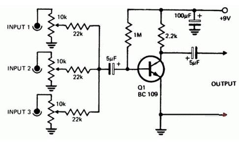 兩列音頻混合器電路圖分享