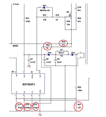 电源IC用来降压及稳定控制的各种引脚部件