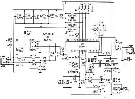 <b class='flag-5'>BH1417</b><b class='flag-5'>锁相环</b><b class='flag-5'>调频</b><b class='flag-5'>立体声发射</b>器<b class='flag-5'>电路</b>