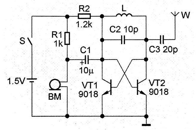 微型FM調頻發(fā)射機電路圖