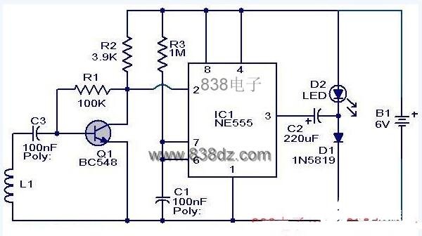 手機來電指示燈電路圖_手機來電閃關燈電路圖