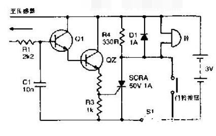降雨报警器门铃电路图_降雨报警器的电路图