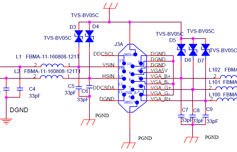 vga接口emc设计标准电路原理图免费下载