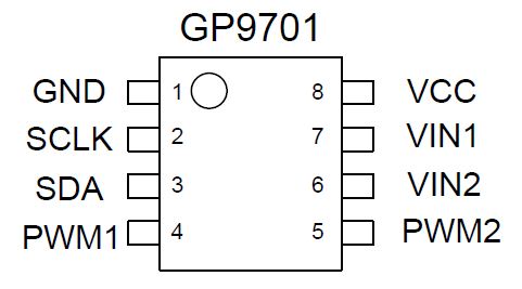 LED色温亮度PWM调节芯片GP9701引脚与应用电路介绍