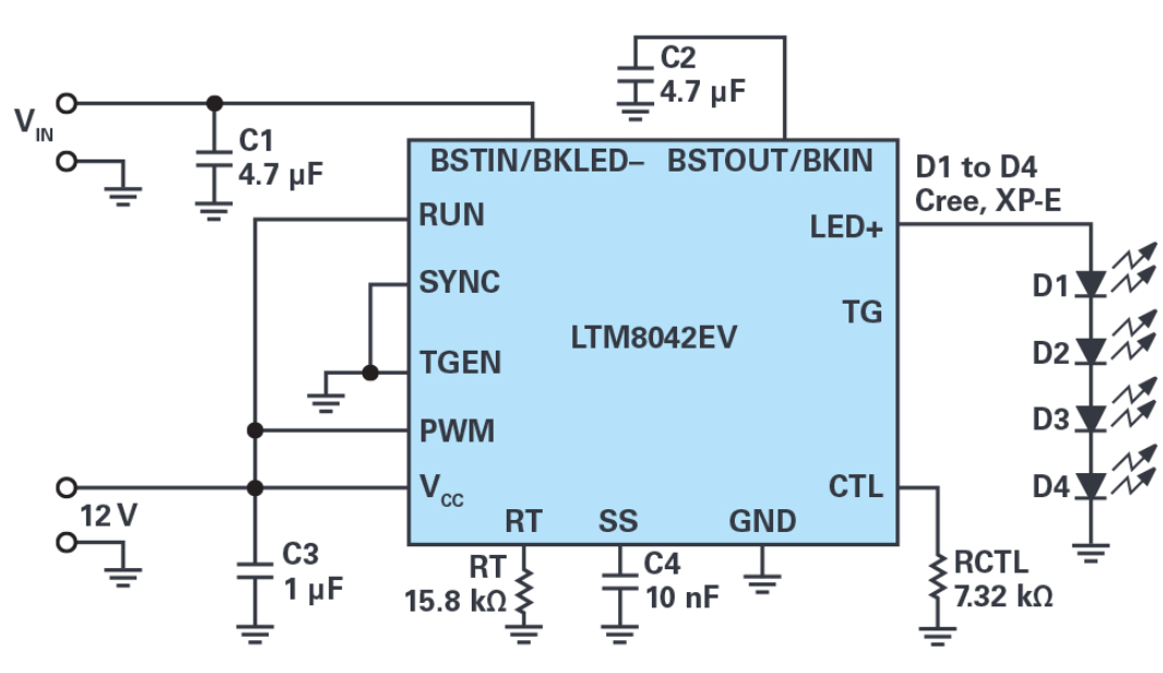 <b class='flag-5'>多功能</b><b class='flag-5'>LED</b><b class='flag-5'>驱动器</b>可使用<b class='flag-5'>高于</b>或<b class='flag-5'>低于</b><b class='flag-5'>LED</b>灯串<b class='flag-5'>电平</b>的<b class='flag-5'>输入</b><b class='flag-5'>电压</b>