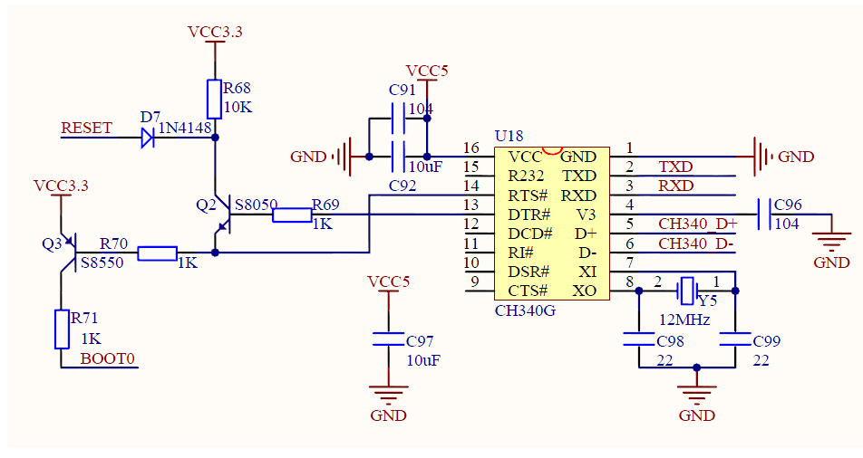 CH340G设计的一键下载电路设计案例