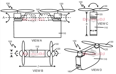 大疆新四旋翼无人机框架专利公布，将预装电机和ES...