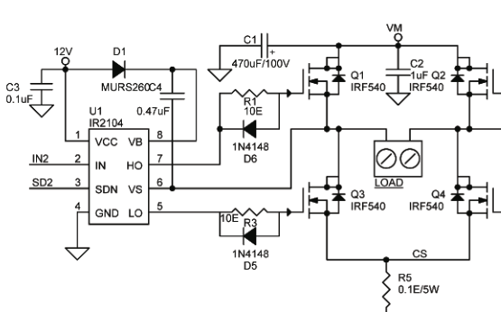 基于<b class='flag-5'>IR2104</b>的直流电机10aMPS H<b class='flag-5'>桥</b>详细说明