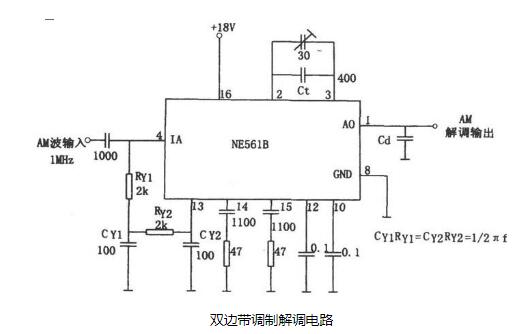 由NE561B集成锁相环模块构成的双边带调制解调电路