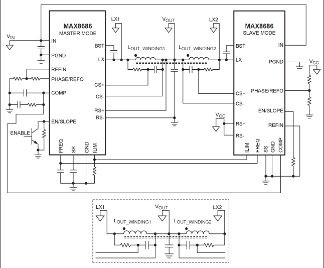 MAX8686 PWM <b>控制器</b>与双相 buck <b>转换器</b>的结构原理