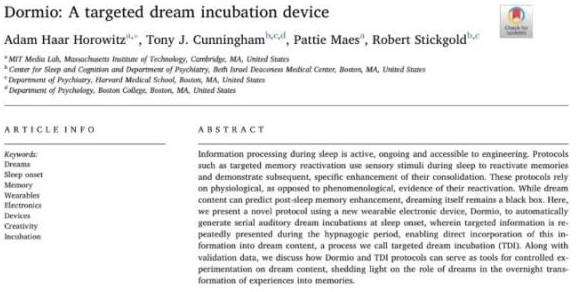 MIT研发一种实验装置，可让佩戴者在睡觉时触发特定的梦境体验