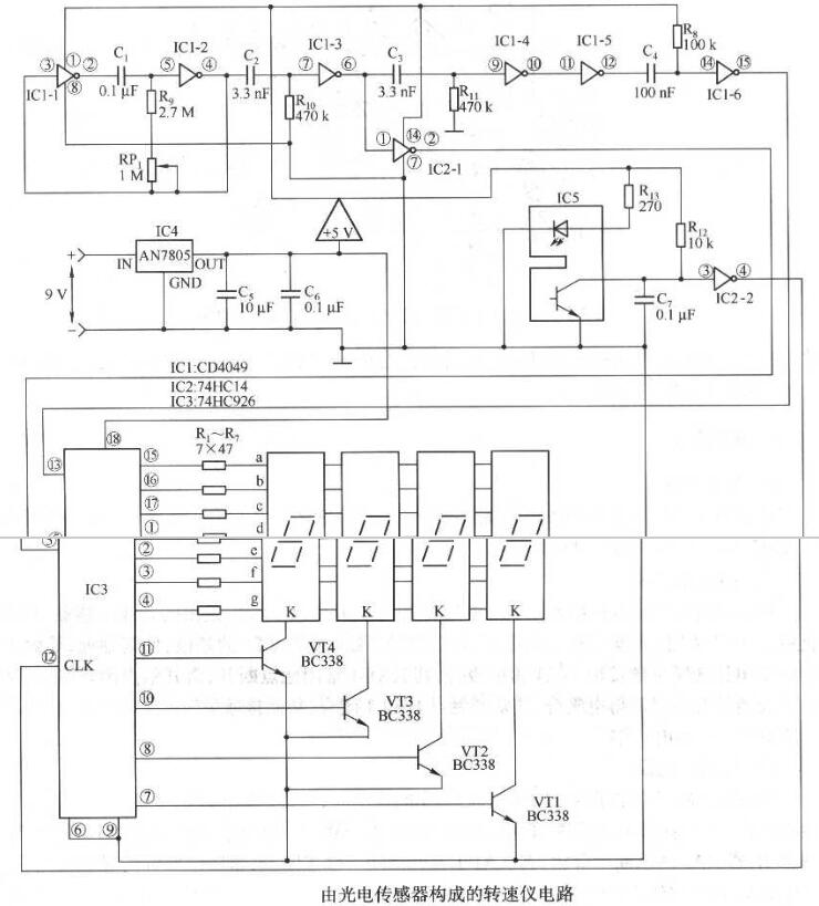 <b class='flag-5'>光电传感器</b><b class='flag-5'>构成</b>的转速仪<b class='flag-5'>电路</b>