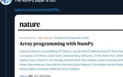 NumPy 诞生过去15年后  其核心开发团队的论文终于在 Nature 上发表