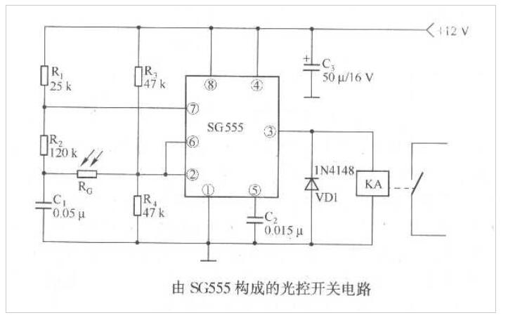 SG555构成的光控开关电路