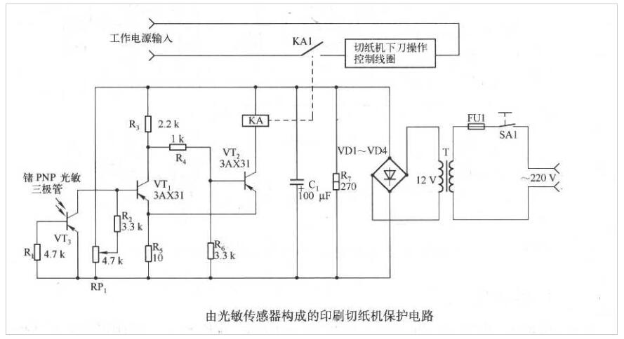 光敏傳感器構(gòu)成的印刷切紙機保護電路