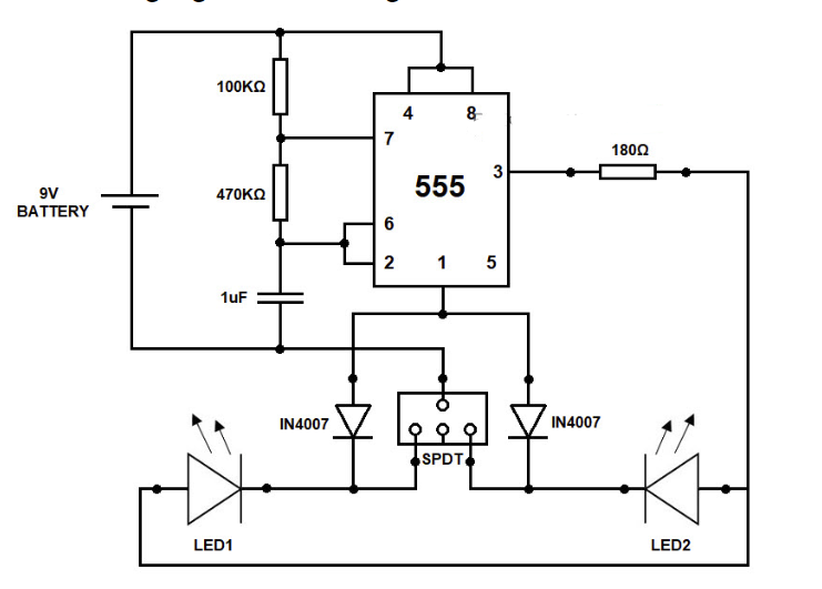 555定时器和led设计的转向灯电路