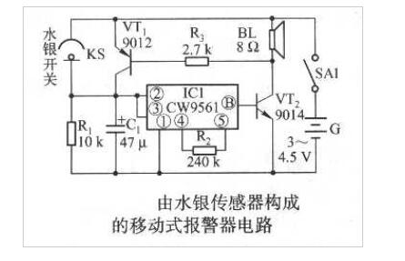 水銀<b class='flag-5'>傳感器</b><b class='flag-5'>構(gòu)成</b>的移動式報警<b class='flag-5'>器</b><b class='flag-5'>電路</b>