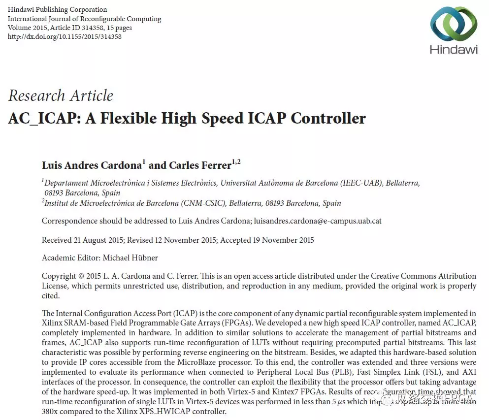 基于Xilinx SRAM中FPGA实现高速ICAP控制器