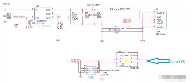 USB端口加ESD元件時的設計細節