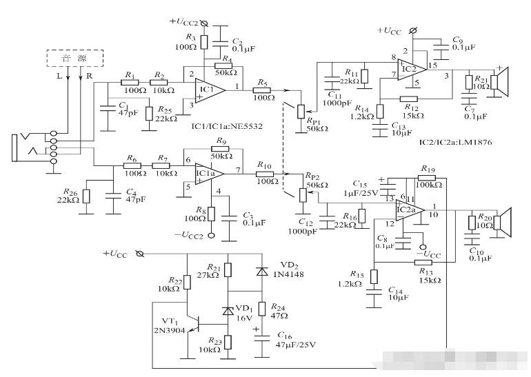 LM1876的典型应用电路图解析