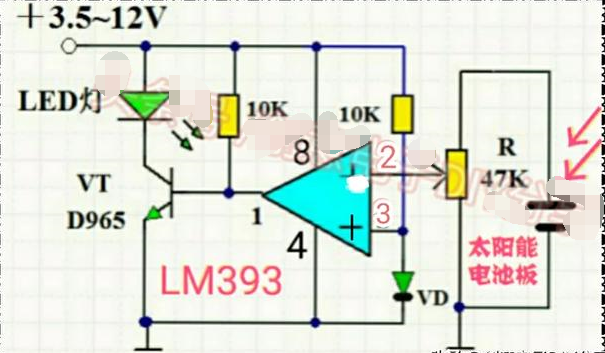 基于LM393的太阳能灯控制电路