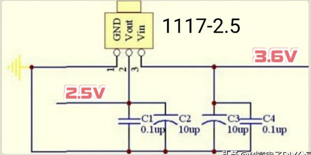 3.6V变成2.5V电压的稳压电路图