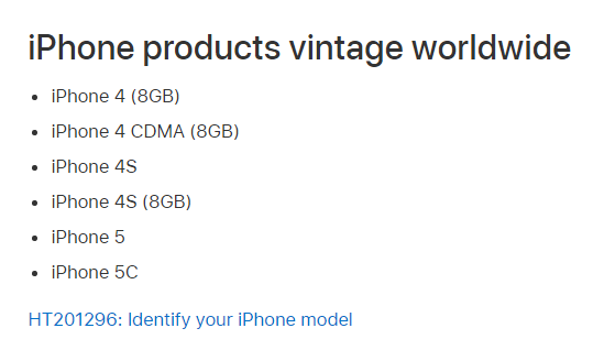 iPhone 5c正式被列为过时产品
