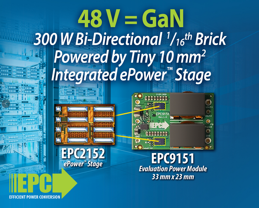 EPC推出300W、双向、1/16砖型转换器评估...