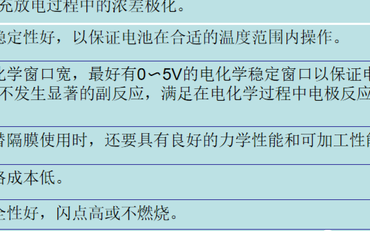 锂离子电池堆电解质的要求及对电池性能的影响