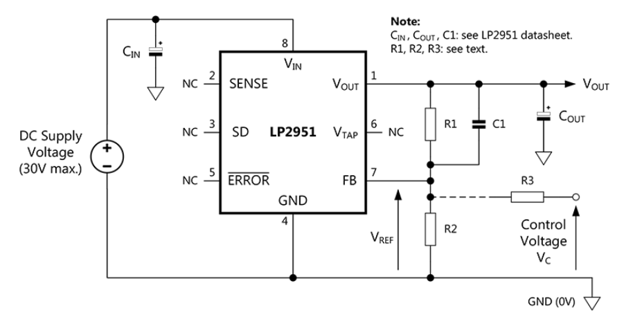 基于LP2951稳压器的电压控制方案
