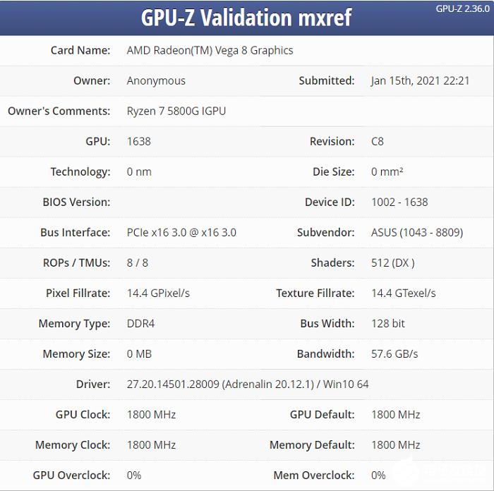 <b>AMD</b><b>锐</b><b>龙</b>R7-5800<b>G</b><b>台式</b><b>APU</b>曝光