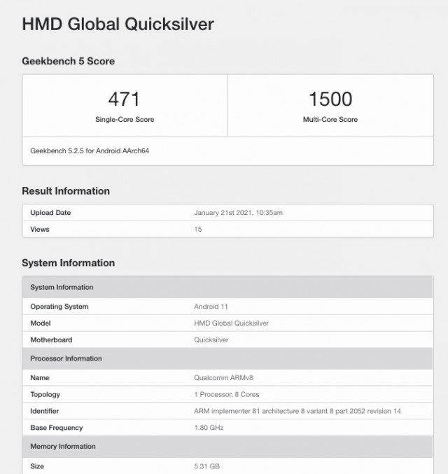 诺基亚新机现身Geekbench,代号为“Qui...