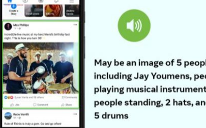 新AI让盲人知道在Facebook上共享的图像是...