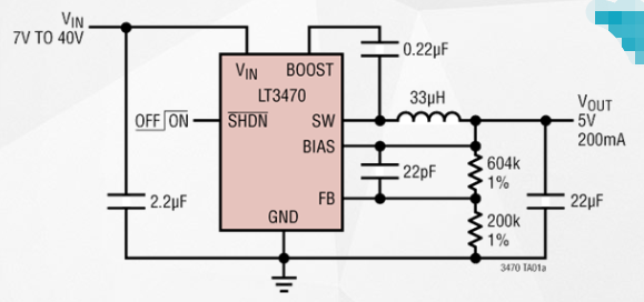 降压DC/DC转换器LT3470的性能特点及适用范围