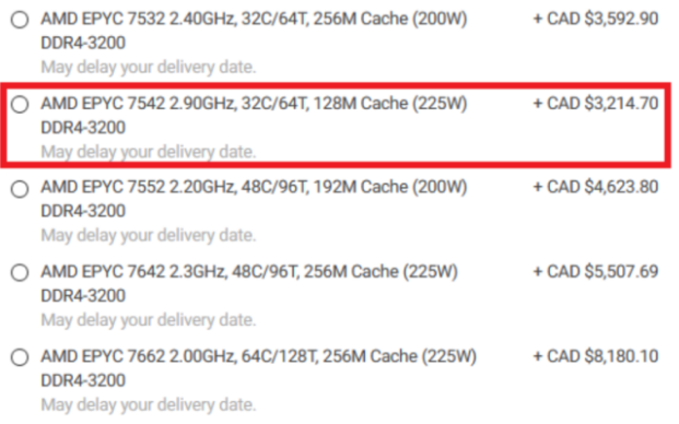AMD三代霄龙Milan7003处理器规格与报价...