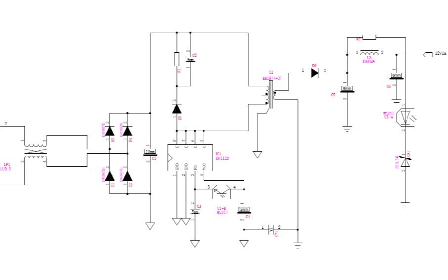 <b>12V1A</b><b>电源</b><b>适配器</b>的电路原理图免费下载