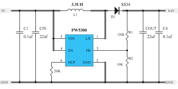 DC-DC异步整流升压转换器芯片PW5300
