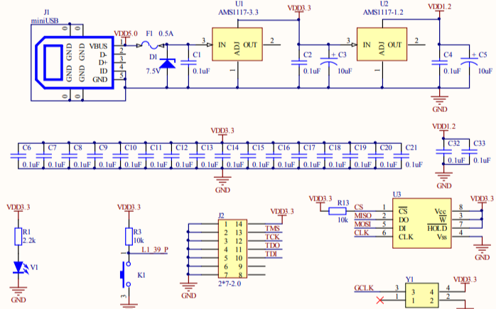 FPGA<b>可编程逻辑器件</b>芯片XC6SLX16的电路原理图免费下载