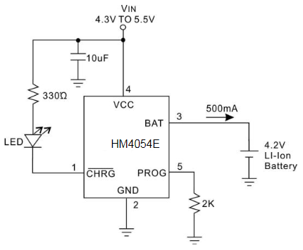 单节锂电池恒流恒压充电管理芯片HM4054E