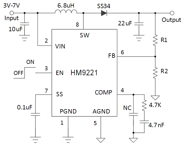 高效PWM電流型DC-DC升壓芯片HM9221