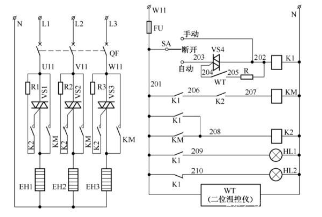 双功能三相电阻加热炉控制电路的工作原理