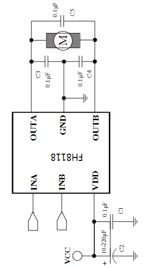 7.0V单通道直流电机驱动集成电路FH8118