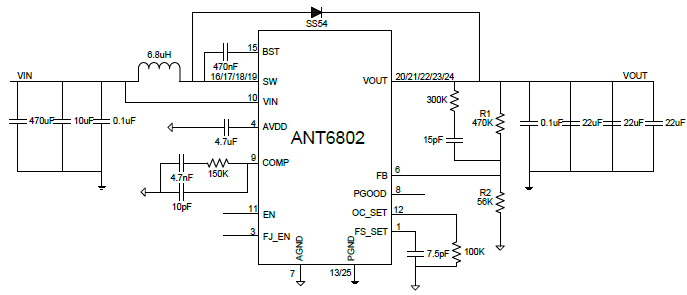 高效高功率同步整流升压DC-DC芯片AMT6802